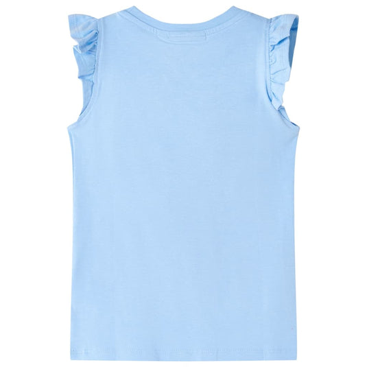 Vidaxl kindershirt met ruches aan de mouwen 140 lichtblauw