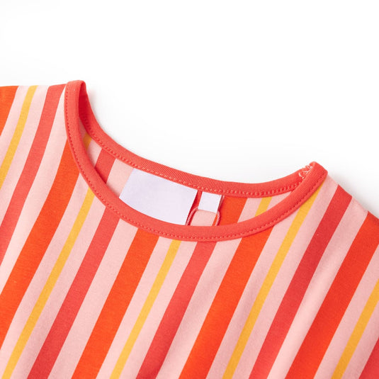 Vidaxl kinderjurk met trekkoord 104 roze en rood