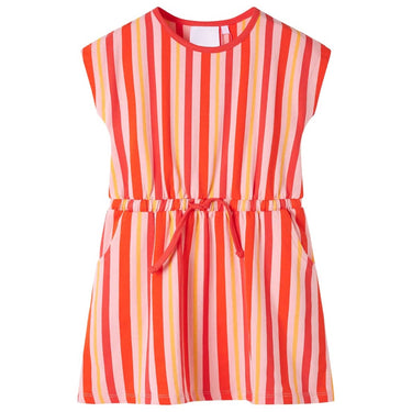 Vidaxl kinderjurk met trekkoord 128 roze en rood