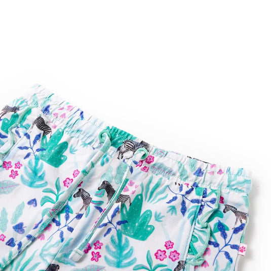 Vidaxl kindershorts met trekkoord 128 ecru en donkermint