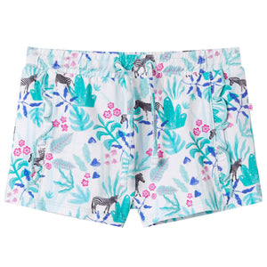 Vidaxl kindershorts met trekkoord 140 ecru en donkermint