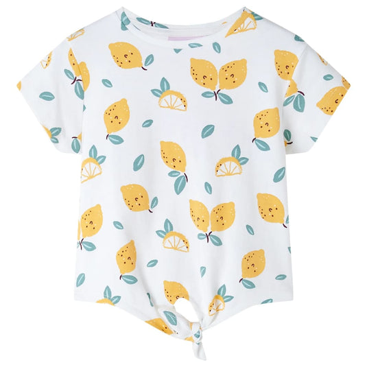 Vidaxl kindershirt met knoop in de zoom 116 ecru