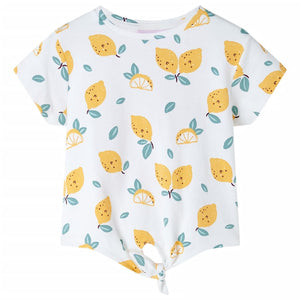 Vidaxl kindershirt met knoop in de zoom 128 ecru