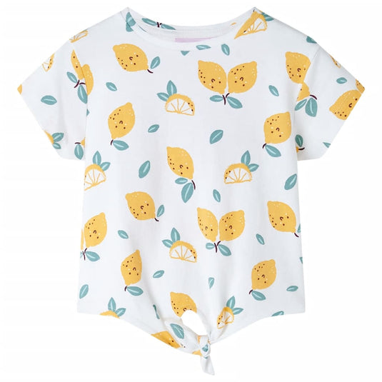 Vidaxl kindershirt met knoop in de zoom 128 ecru