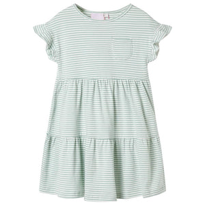Vidaxl kinderjurk met ruches aan de mouwen 116 mintkleurig