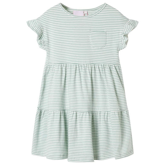 Vidaxl kinderjurk met ruches aan de mouwen 116 mintkleurig