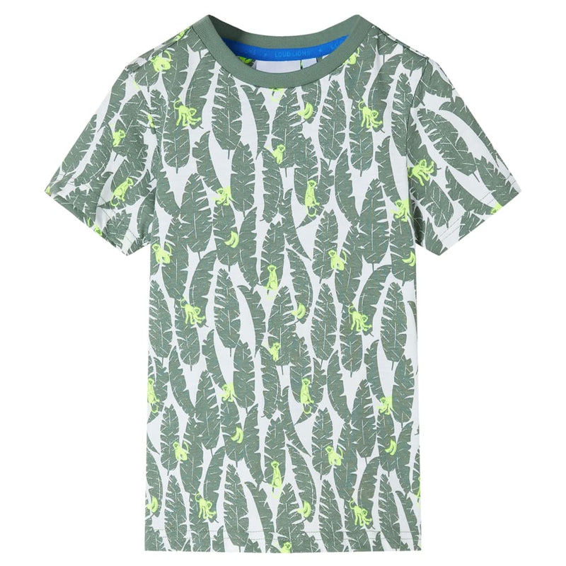Load image into Gallery viewer, VidaXL Kindershirt 128 ecru en donkerklimopgroen
