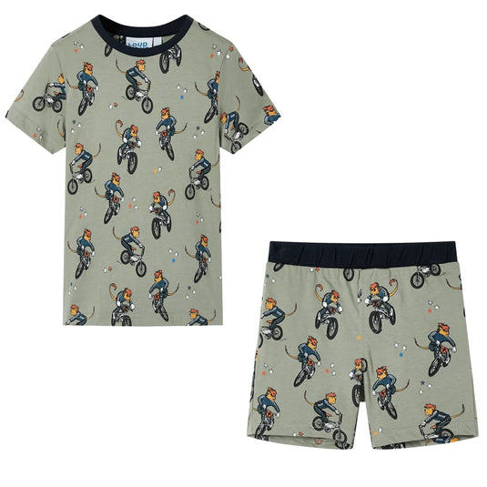 Vidaxl kinderpyjama met korte mouwen 92 lichtkaki