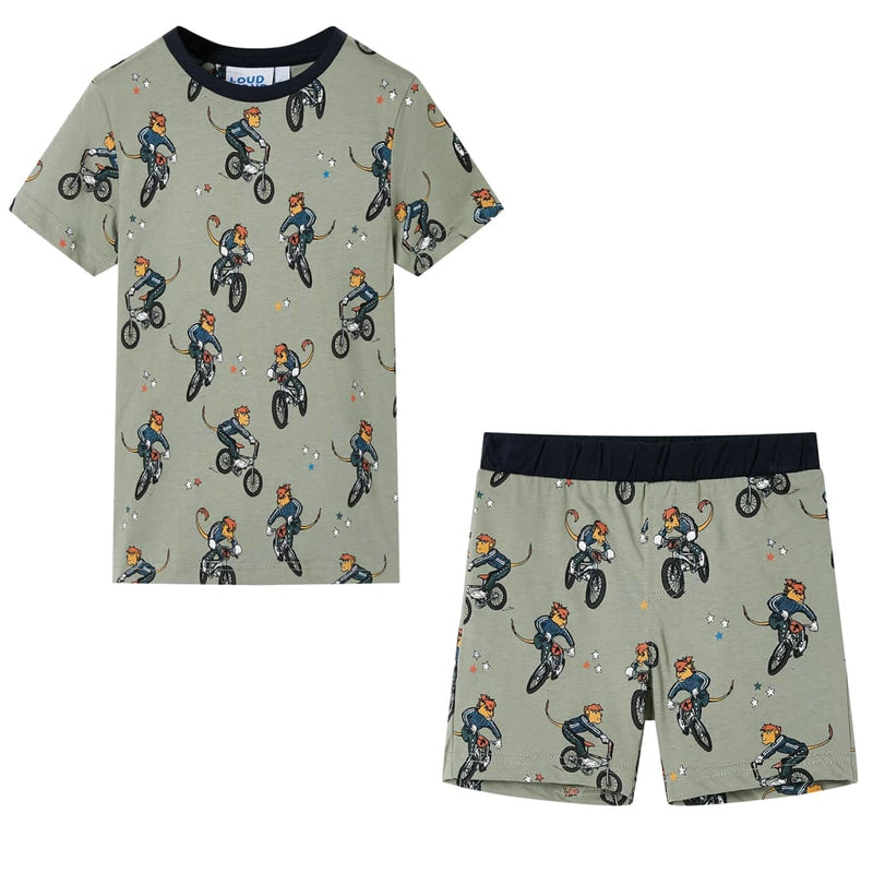 Chargez l'image dans la visionneuse de la galerie, Vidaxl kinderpyjama met korte mouwen 140 lichtkaki
