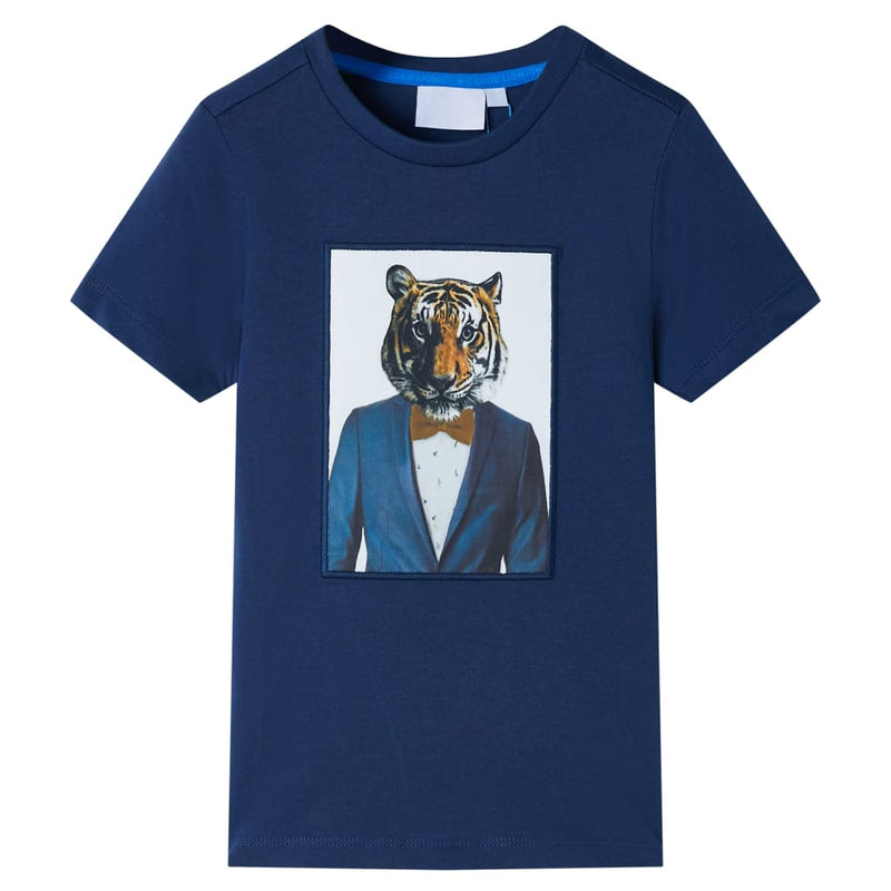 Load image into Gallery viewer, Vidaxl kindershirt met korte mouwen 128 donkerblauw
