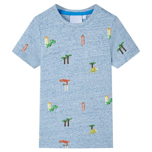 Vidaxl kindershirt 128 gemêleerd blauw