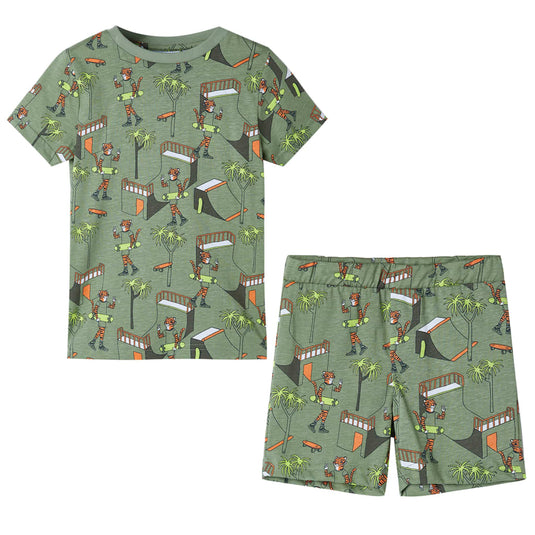 Vidaxl kinderpyjama met korte mouwen 128 lichtkakikleurig