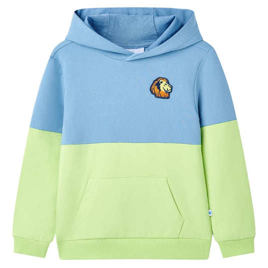VidaXL Kindertrui met capuchon 140 blauw en zachtgeel