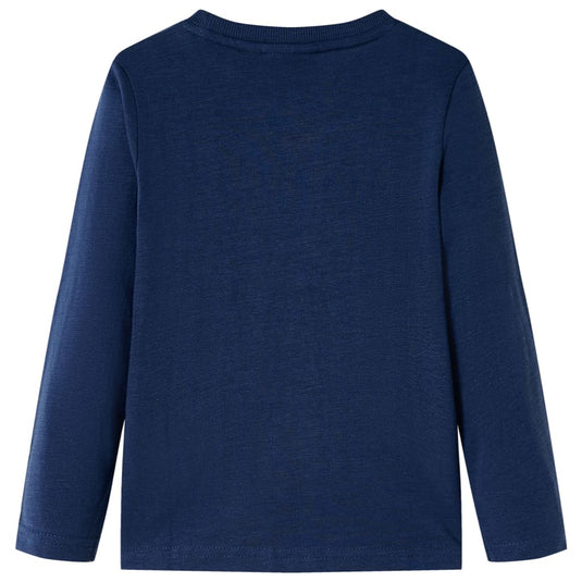 VidaXL Kindershirt met lange mouwen 128 gemêleerd marineblauw