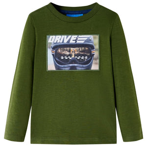 Vidaxl kindershirt met lange mouwen 104 donkerkakikleurig