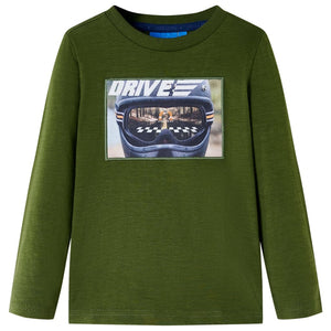 Vidaxl kindershirt met lange mouwen 128 donkerkakikleurig
