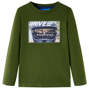 Vidaxl kindershirt met lange mouwen 140 donkerkakikleurig