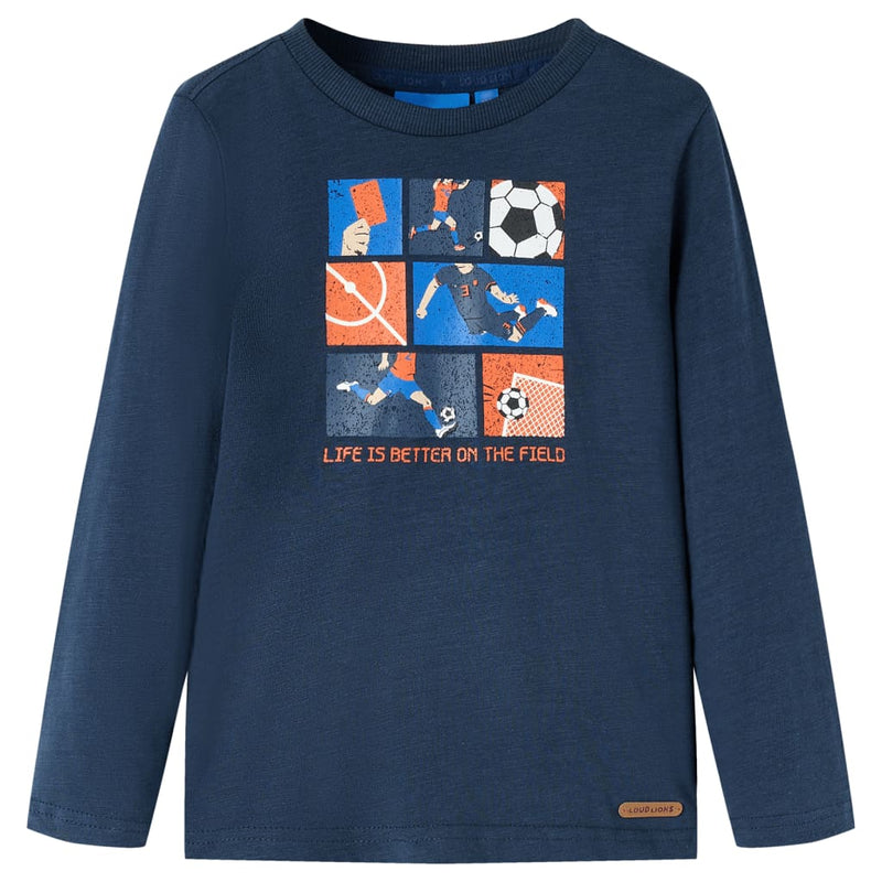 Load image into Gallery viewer, VidaXL Kindershirt met lange mouwen 128 gemêleerd marineblauw
