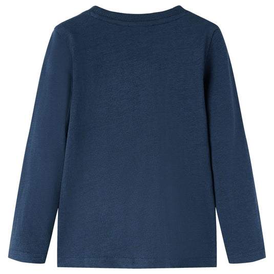 VidaXL Kindershirt met lange mouwen 128 gemêleerd marineblauw