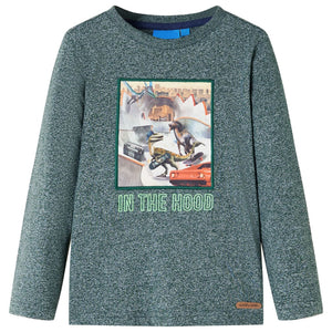 Vidaxl kindershirt met lange mouwen 104 gemêleerd donkergroen