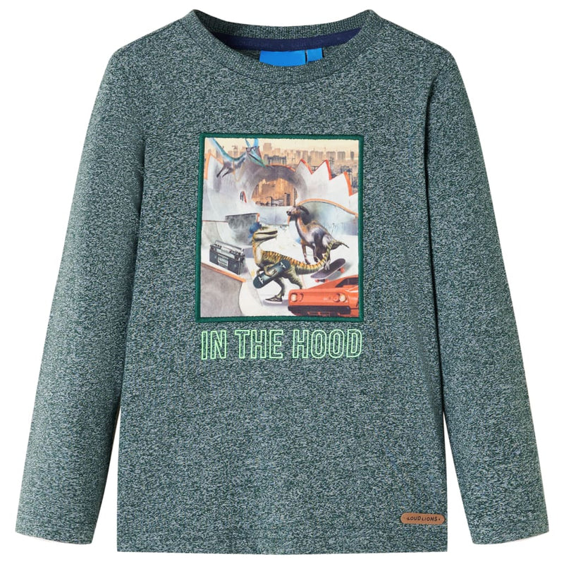 Load image into Gallery viewer, Vidaxl kindershirt met lange mouwen 104 gemêleerd donkergroen
