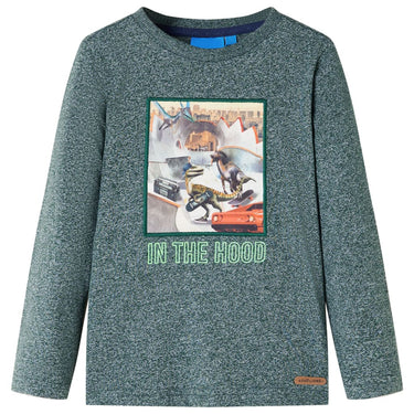 Vidaxl kindershirt met lange mouwen 128 gemêleerd donkergroen