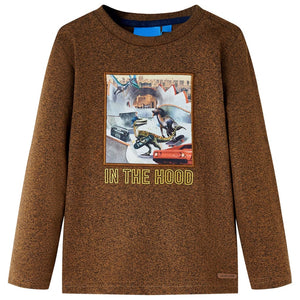 VidaXL Kindershirt met lange mouwen 128 gemêleerd cognackleur