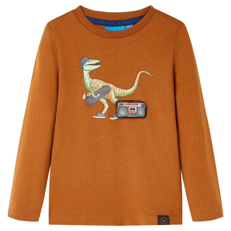 Load image into Gallery viewer, VidaXL Kindershirt met lange mouwen 140 cognackleurig
