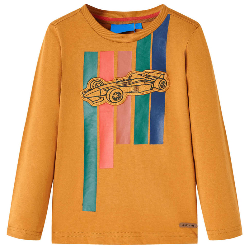 Afbeelding laden in galerijviewer, Vidaxl kindershirt met lange mouwen 116 donkerokerkleurig
