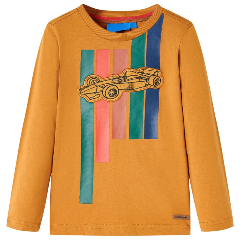 Load image into Gallery viewer, VidaXL Kindershirt met lange mouwen 128 donkerokerkleurig
