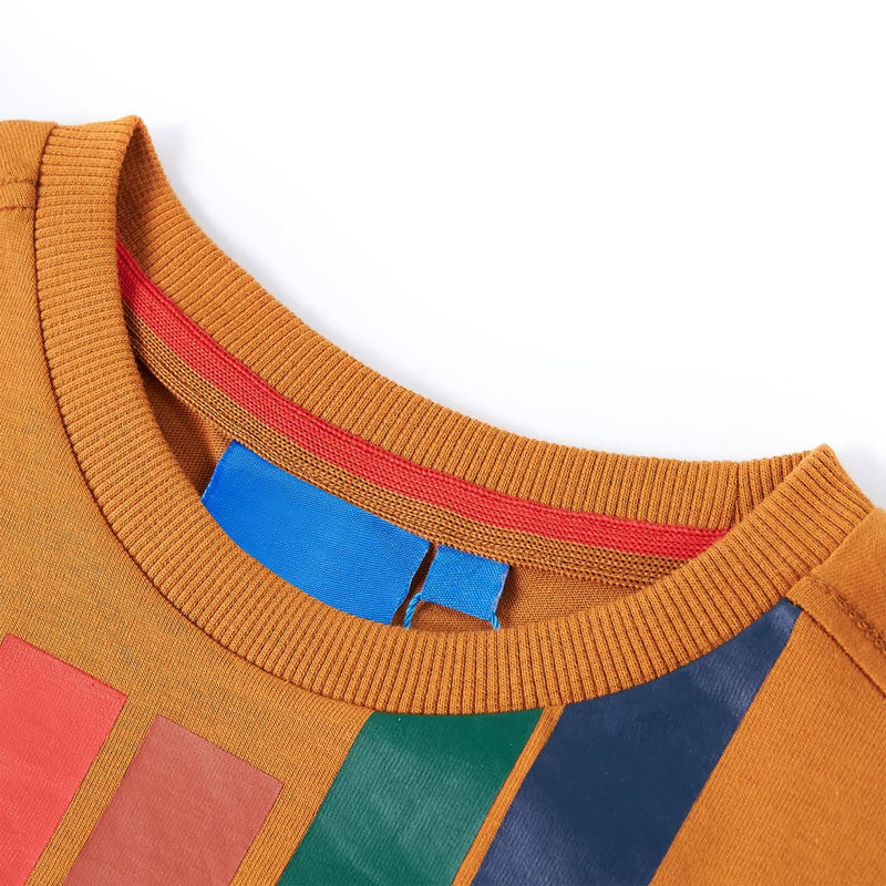 Load image into Gallery viewer, VidaXL Kindershirt met lange mouwen 128 donkerokerkleurig
