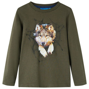 VidaXL Kindershirt met lange mouwen 104 kakikleurig
