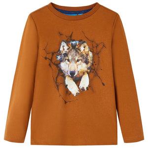 VidaXL Kindershirt met lange mouwen 116 cognackleurig
