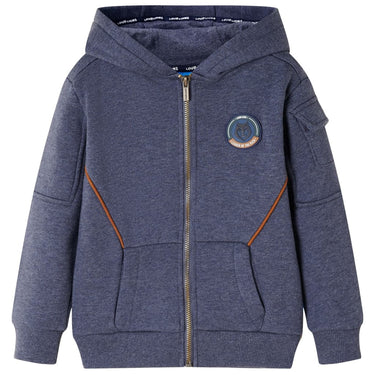 Vidaxl kindervest met capuchon en rits 92 gemêleerd donkerblauw