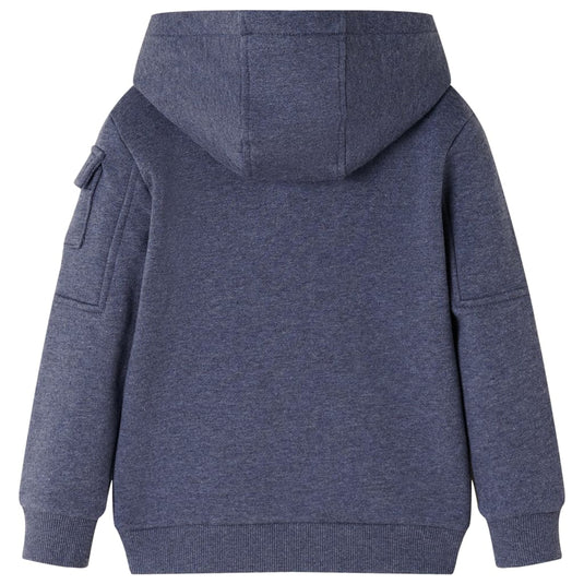 Vidaxl kindervest met capuchon en rits 92 gemêleerd donkerblauw