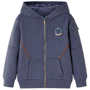 Vidaxl kindervest met capuchon en rits 128 gemêleerd donkerblauw