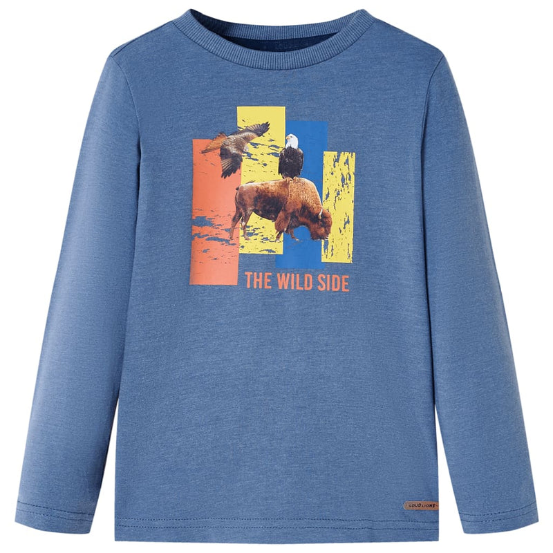 Load image into Gallery viewer, VidaXL Kindershirt met lange mouwen 92 gemêleerd blauw
