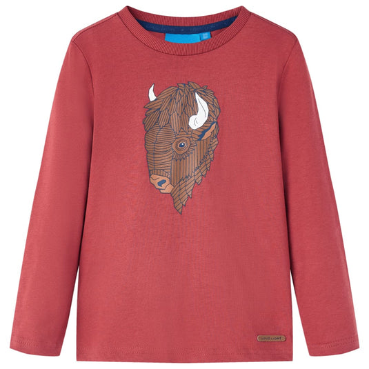 Vidaxl kindershirt met lange mouwen 116 roodbruin