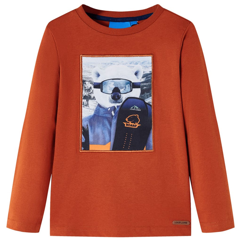 Load image into Gallery viewer, VidaXL Kindershirt met lange mouwen 128 lichtroestkleurig
