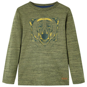 Vidaxl kindershirt met lange mouwen 128 gemêleerd kakikleurig