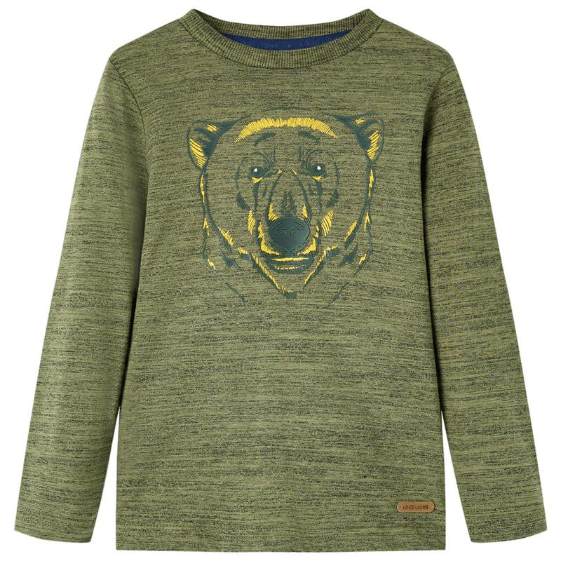Load image into Gallery viewer, Vidaxl kindershirt met lange mouwen 128 gemêleerd kakikleurig
