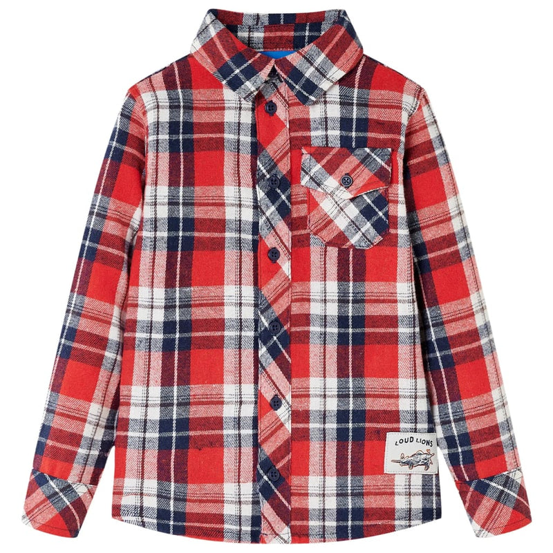 Load image into Gallery viewer, VidaXL Kinderoverhemd geruit 92 rood en marineblauw
