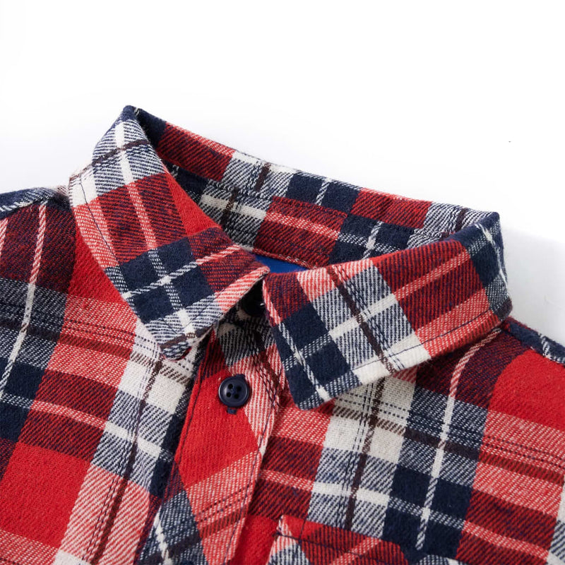 Load image into Gallery viewer, VidaXL Kinderoverhemd geruit 92 rood en marineblauw
