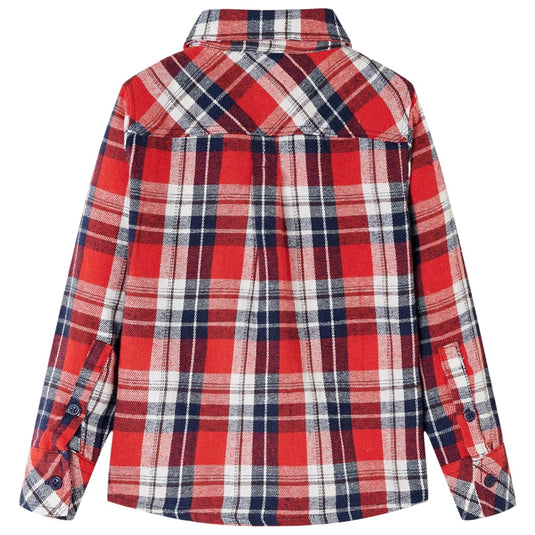 VidaXL Kinderoverhemd geruit 140 rood en marineblauw