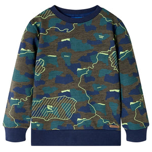 Vidaxl kindershirt 128 gemêleerd donkerkakikleurig