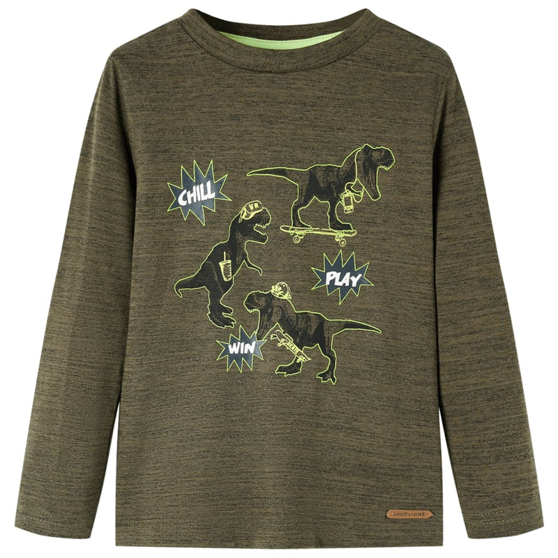 Load image into Gallery viewer, Vidaxl kindershirt met lange mouwen 92 gemêleerd kakikleurig
