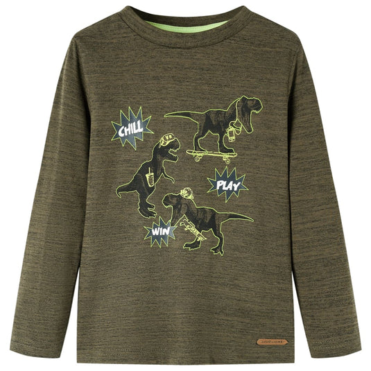 Vidaxl kindershirt met lange mouwen 92 gemêleerd kakikleurig