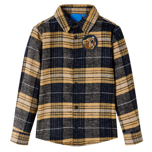 Vidaxl kindershirt geruit 92 geel en zwart