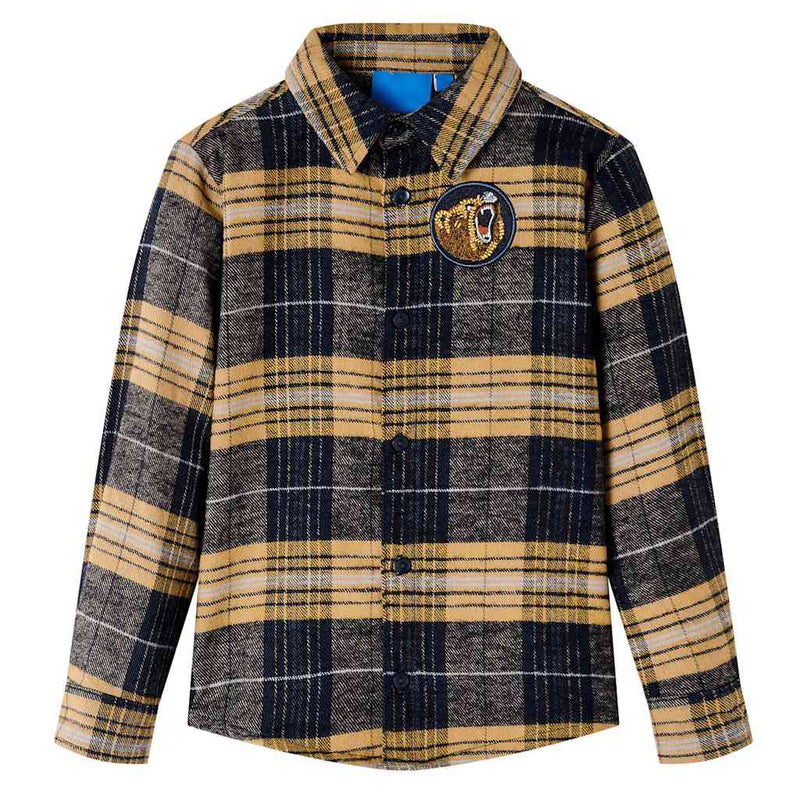 Load image into Gallery viewer, Vidaxl kindershirt geruit 116 geel en zwart
