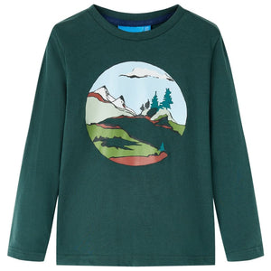 Vidaxl kindershirt met lange mouwen 128 donkergroen